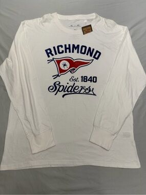 Richmond Spiders Adult XL Three Square White Red Blue Long Sleeve T-Shirt